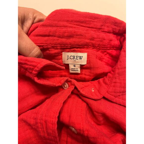 J. Crew Bright Pink Linen Long Sleeve Button-Up Shirt Size Small - Picture 3 of 6
